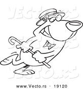 Vector of a Cartoon Bear Dancing - Outlined Coloring Page by Toonaday