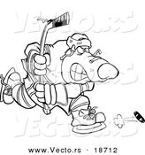 Vector of a Cartoon Bear Hockey Player - Outlined Coloring Page by Toonaday