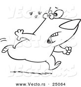 Vector of a Cartoon Bear Running from Angry Bees - Outlined Coloring Page by Toonaday