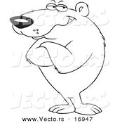 Vector of a Cartoon Bear Standing with Folded Arms - Coloring Page Outline by Toonaday