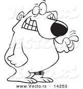 Vector of a Cartoon Bear Tapping with His Finger - Coloring Page Outline by Toonaday