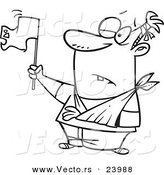 Vector of a Cartoon Beat up Man Surrendering - Coloring Page Outline by Toonaday