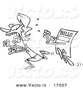 Vector of a Cartoon Bill Chasing a Woman - Coloring Page Outline by Toonaday