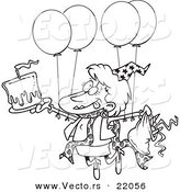 Vector of a Cartoon Birthday Party Woman - Outlined Coloring Page by Toonaday