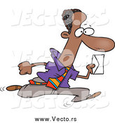 Vector of a Cartoon Black Business Man Running with an Envelope by Toonaday