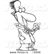 Vector of a Cartoon Black Male Doctor Holding out a Stethoscope - Outlined Coloring Page by Toonaday