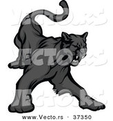 Vector of a Cartoon Black Panther Growling by Chromaco
