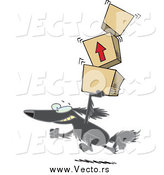 Vector of a Cartoon Black Retriever Dog Carrying Packages by Toonaday