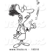 Vector of a Cartoon Black Woman Flipping a Coin - Outlined Coloring Page by Toonaday