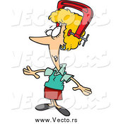 Vector of a Cartoon Blond Woman with a Lot of Pressure on Her Head by Toonaday