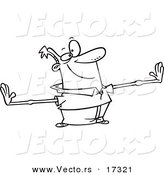 Vector of a Cartoon Boastful Man - Coloring Page Outline by Toonaday