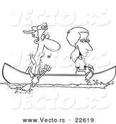 Vector of a Cartoon Boat As Her Boyfriend Rows - Coloring Page Outline by Toonaday