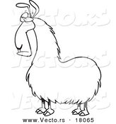 Vector of a Cartoon Bored Llama - Outlined Coloring Page by Toonaday
