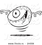 Vector of a Cartoon Bouncing Monster Ball - Outlined Coloring Page by Toonaday