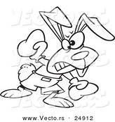 Vector of a Cartoon Boxer Bunny Rabbit Punching - Outlined Coloring Page by Toonaday