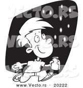 Vector of a Cartoon Boy Catching Fire Flies - Outlined Coloring Page by Toonaday