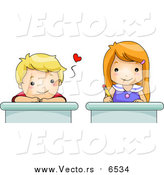 Vector of a Cartoon Boy Crushing over a School Girl by BNP Design Studio