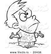Vector of a Cartoon Boy Playing in Mud - Coloring Page Outline by Toonaday