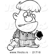 Vector of a Cartoon Boy Receiving Coal for Christmas - Outlined Coloring Page by Toonaday