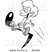 Vector of a Cartoon Boy Riding a Music Note - Coloring Page Outline by Toonaday