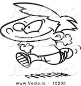 Vector of a Cartoon Boy Running - Coloring Page Outline by Toonaday