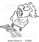 Vector of a Cartoon Boy Screaming on a Roller Coaster - Outlined Coloring Page by Toonaday