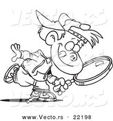 Vector of a Cartoon Boy Seeking with a Magnifying Glass - Outlined Coloring Page by Toonaday