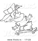 Vector of a Cartoon Boy Skateboarding - Coloring Page Outline by Toonaday