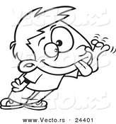 Vector of a Cartoon Boy Sticking His Tongue out and Making a Funny Face - Outlined Coloring Page by Toonaday