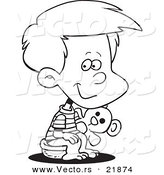 Vector of a Cartoon Boy Using a Potty - Outlined Coloring Page by Toonaday