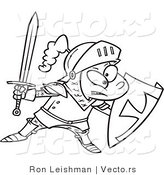 Vector of a Cartoon Boy Wearing Knight Gear with Sword and Shield by Toonaday