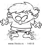 Vector of a Cartoon Boy Wiggling His Toes - Coloring Page Outline by Toonaday