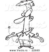 Vector of a Cartoon Broke and Penniless Man - Coloring Page Outline by Toonaday