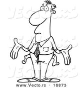 Vector of a Cartoon Broke Businessman - Coloring Page Outline by Toonaday