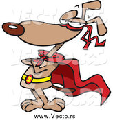 Vector of a Cartoon Brown Super Dog Standing in a Cape by Toonaday