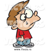 Vector of a Cartoon Brunette Caucasian Boy Crying by Toonaday