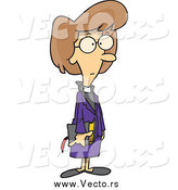 Vector of a Cartoon Brunette Caucasian Female Minister by Toonaday