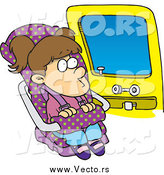 Vector of a Cartoon Brunette Girl Sitting in Her Car Seat by Toonaday