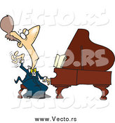 Vector of a Cartoon Brunette White Male Fancy Pianist by Toonaday