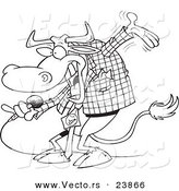 Vector of a Cartoon Bull Host - Coloring Page Outline by Toonaday