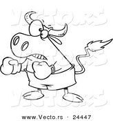 Vector of a Cartoon Bullfighter Bull Boxer - Outlined Coloring Page by Toonaday