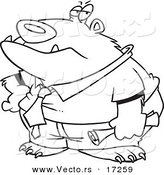 Vector of a Cartoon Business Bear - Coloring Page Outline by Toonaday