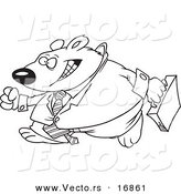 Vector of a Cartoon Business Bear Walking - Coloring Page Outline by Toonaday