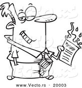 Vector of a Cartoon Businessman Burning up His Mortgage - Outlined Coloring Page by Toonaday
