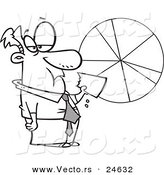 Vector of a Cartoon Businessman Eating a Pie Chart - Outlined Coloring Page by Toonaday