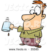 Vector of a Cartoon Businessman Emptying His Coffee Mug by Toonaday