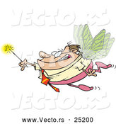 Vector of a Cartoon Businessman Fairy with a Glowing Magic Wand by Toonaday