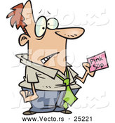 Vector of a Cartoon Businessman Holding out a Pink Slip by Toonaday