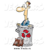Vector of a Cartoon Businessman in a Recycle Bin by Toonaday