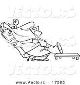Vector of a Cartoon Businessman Relaxing with His Feet up - Coloring Page Outline by Toonaday